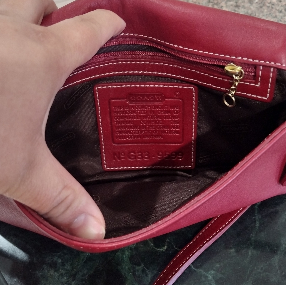 Coach Vintage Red Leather Flap Crossbody Bag - Picture 4 of 14